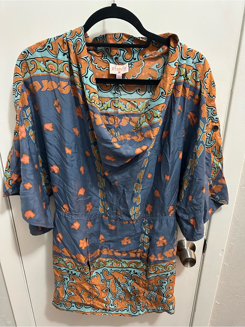 Plenty by Tracy Reese Blue Tunic with Orange and Teal Paisley Print